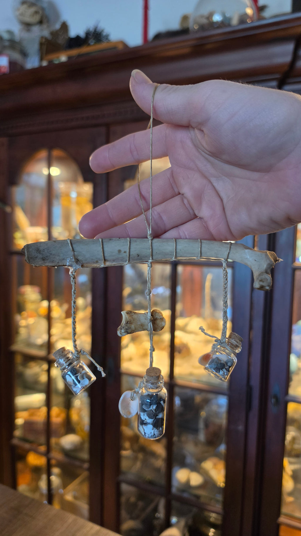 Real bone and shell windchime/car mirror hanger