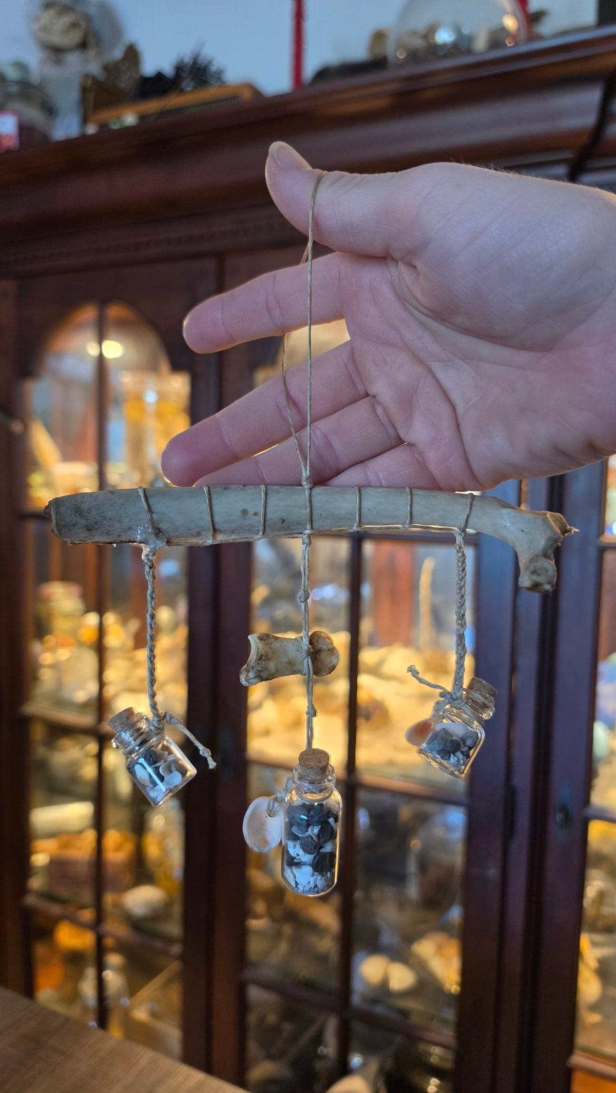 Real bone and shell windchime/car mirror hanger