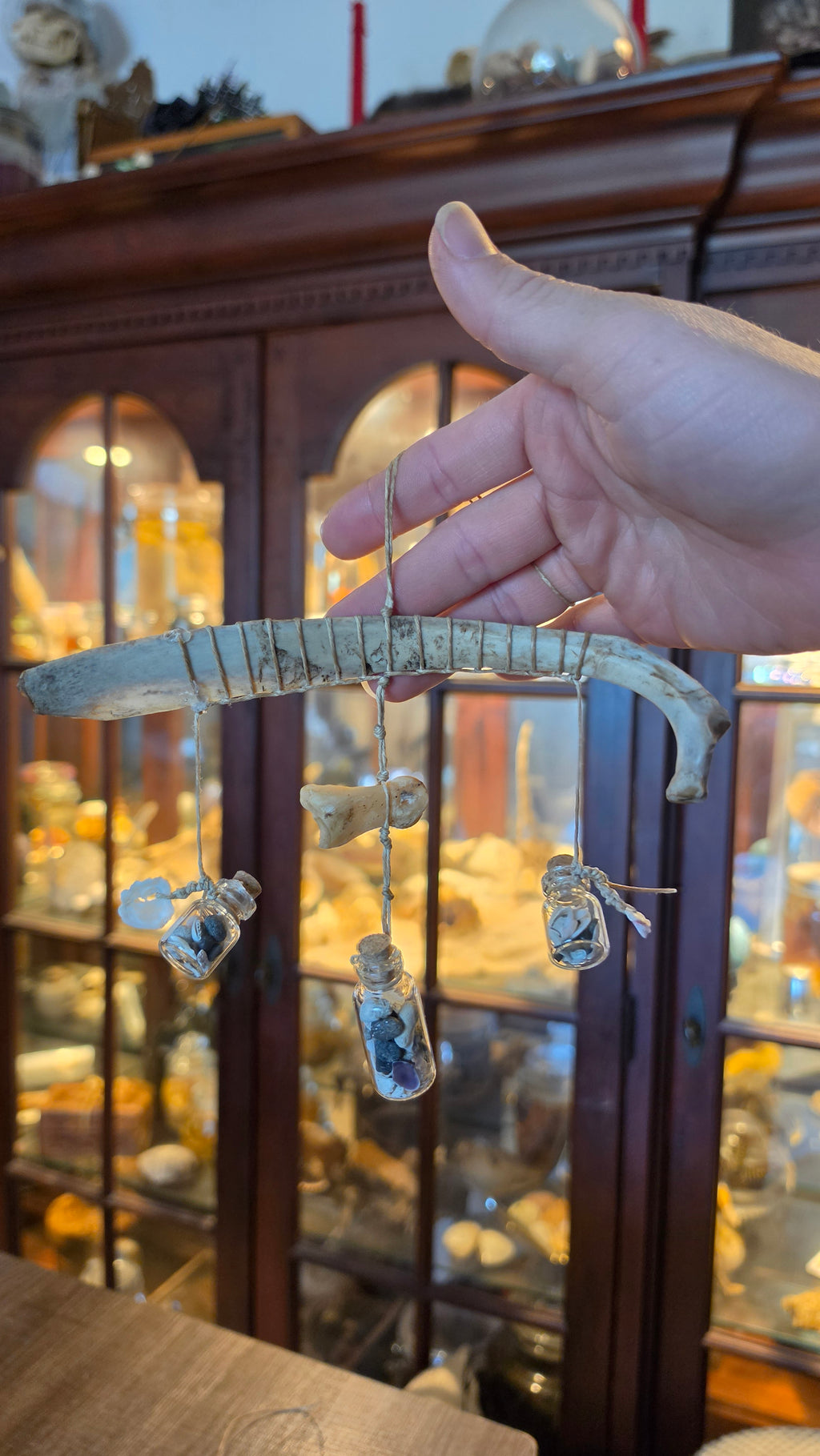 Deer bone mini windchimes/car window hanger